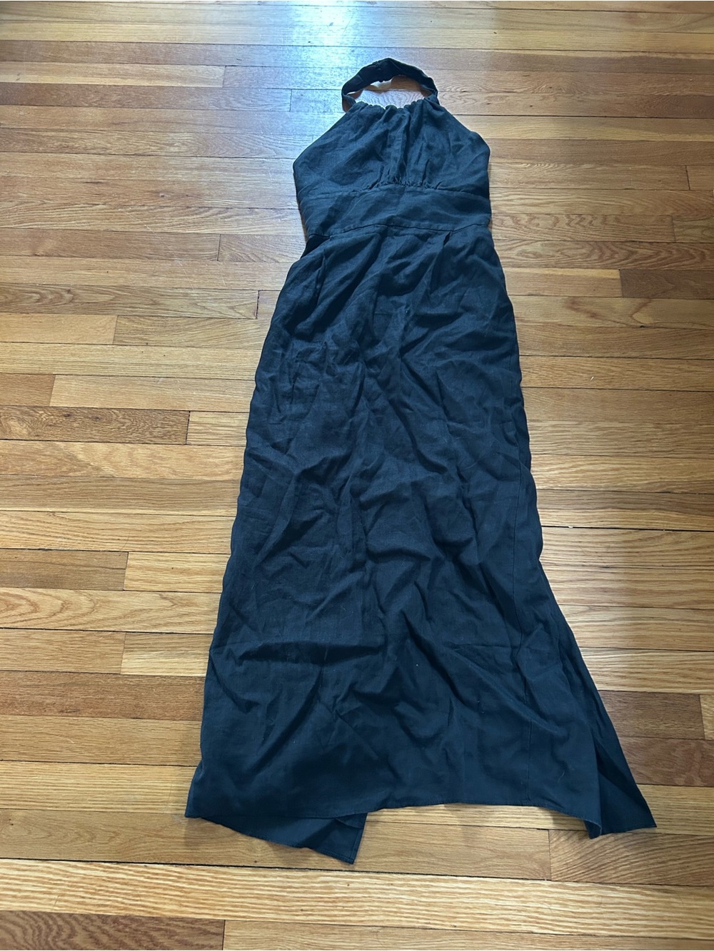 Banana Republic Black Linen Halter Midi Dress